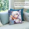 Kiana Kaslana Anime Girl Pillow Case Short Plush Pillow Covers Sofa Decorative Gift Home Double-sided Printing Cushion Cover