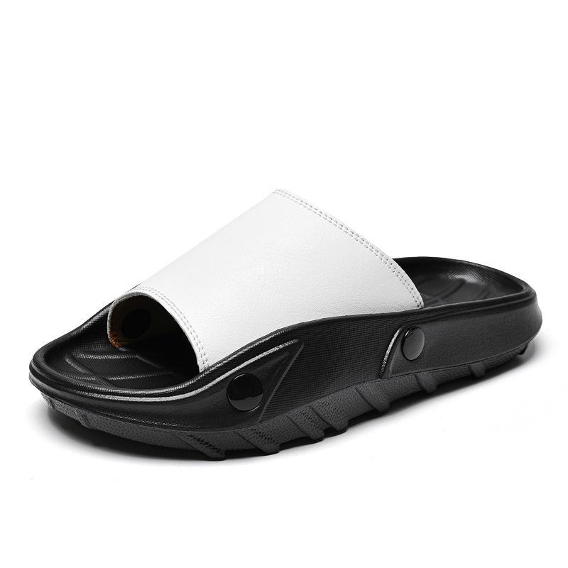 Men s Plus Size Genuine Leather Open-Toe Beach Sandals, Blue - Thick Sole, Non-Slip, Wear-Resistant. 38