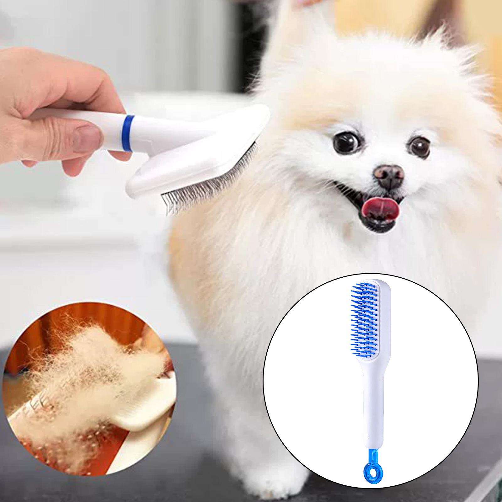 

Retractable Dog Brush Soft Pet Hair Remover Brush for Small Dog and Cats Gentle Grooming Tool for Efficient Hair Remval синій