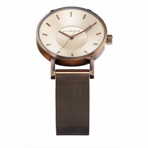 Class Fourteen VOLARE VINTAGE GOLD Mesh Men's Watch VO18VG002M, Officially Imported, Brown