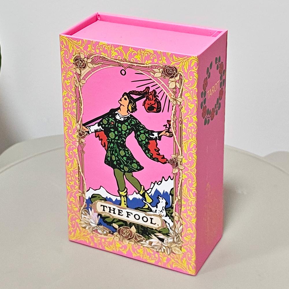 Pink & Rose Gold Foil Tarot Cards 78-Card Deck 12x7cm with Box Waterproof Durable PET Plastic Tarot