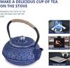 Stylish Iron Teapot, No Enamel, Induction Compatible, for Direct Heat, Blue Cherry Blossom Design, 1000ml