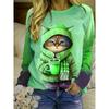 2025 New 3D Cat Print Women's Spring and Autumn Long-Sleeve T-Shirt, Casual Versatile Urban Street Style Top for Women