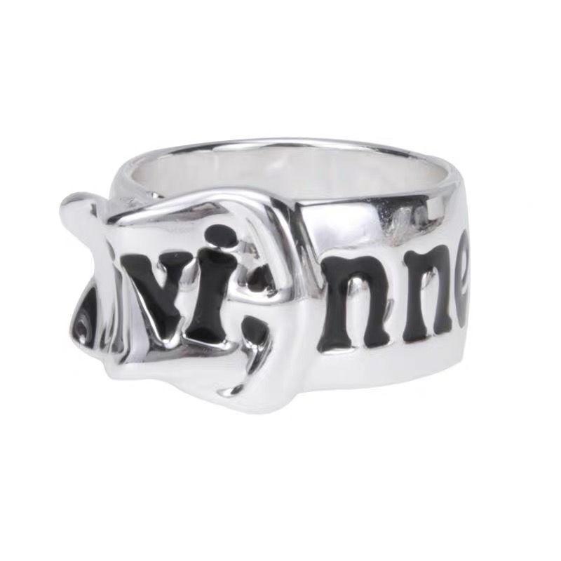 Gürtelschnallenring Nischendesign Klassisches LOGO Schwarz gefärbtes Metall Retro-Trend Punk Paar Hip-Hop-Stil Ins