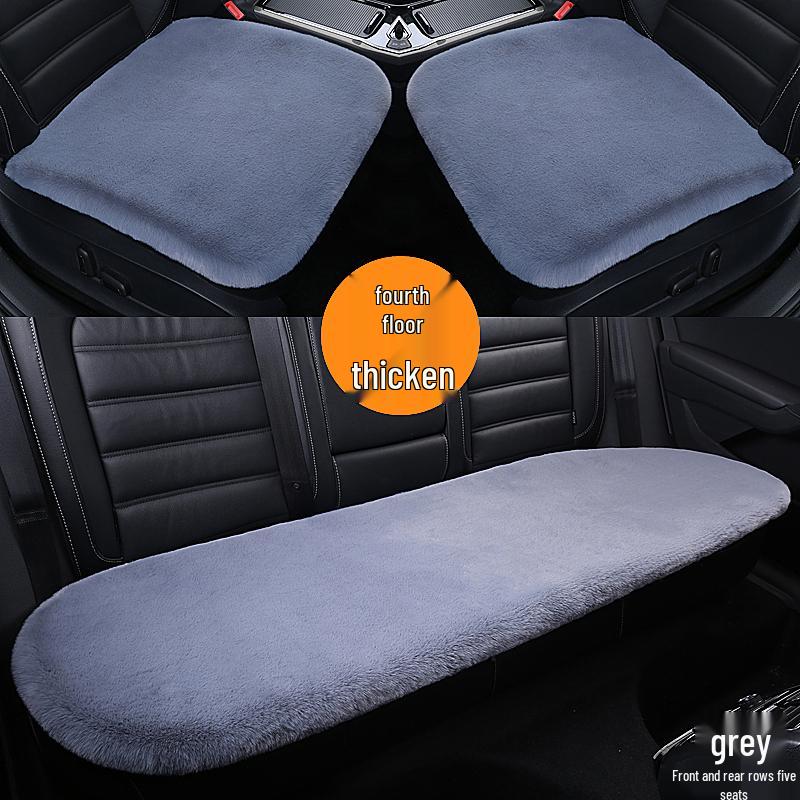 Universal Plush Car Seat Cushion Set - Faux Rabbit Fur, Short Hair, Winter Comfort for Rear Seats