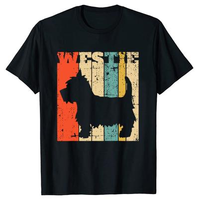 West Highland Terrier Westie Retro Vintage T-Shirts Streetwear Kurzarm Geburtstagsgeschenke Sommerstil T-Shirt Herrenbekleidung