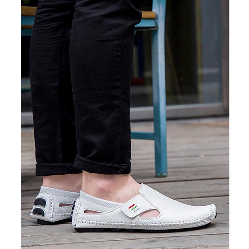 Fashion 2025 Summer Shoes Mens Sandals Soft Non-slip Flat Brand Male Footwear Black Blue White Plus Size 45 D462