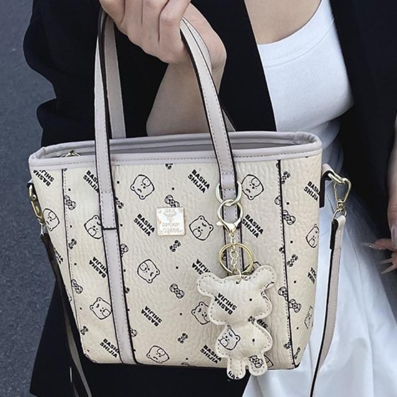 Premium feeling hand carrying bucket bag women's spring new small print shoulder bag niche design tote bag