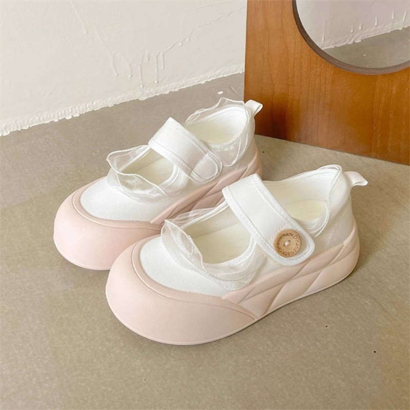 Mary Jane shoes children's new spring and autumn with skirt shallow mouth single shoes Velcro board shoes women