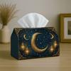 1pc Mystical Starry Night Tissue Box-Crescent Moon Lantern Navy Golden,Durable Napkin Organizer for Car,Kitchen,Dining,Home Decor-Decorative Tabletop