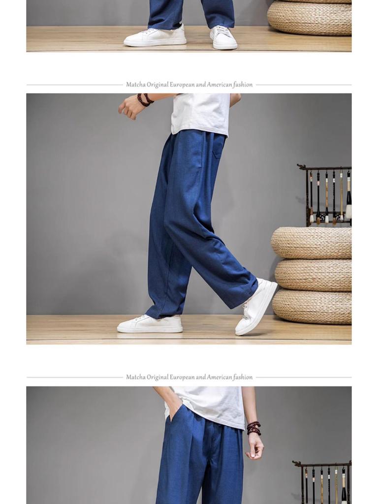 Men's Cotton & Linen Casual Pants - Summer/Winter Loose Wide-Leg Trousers
