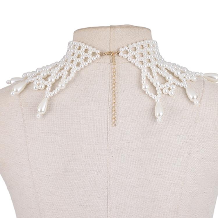 Elegant Layered Pearls Shoulder Necklace Choker for Women Proms Party Wedding Dresses Beaded Shawl Body Jewelry Collar