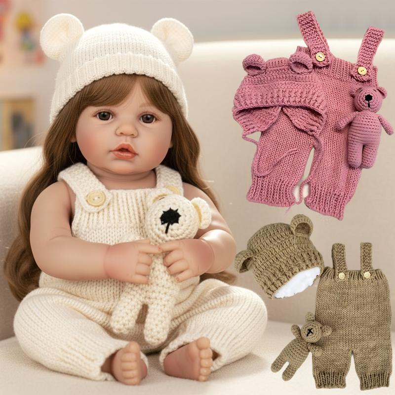 Dolls 3Pcs/Sets Clothes For 45Cm Baby Dolls Diy Doll Accessories For 45Cm Doll Sweater Jumpsuite Clothes For Reborn Baby Doll