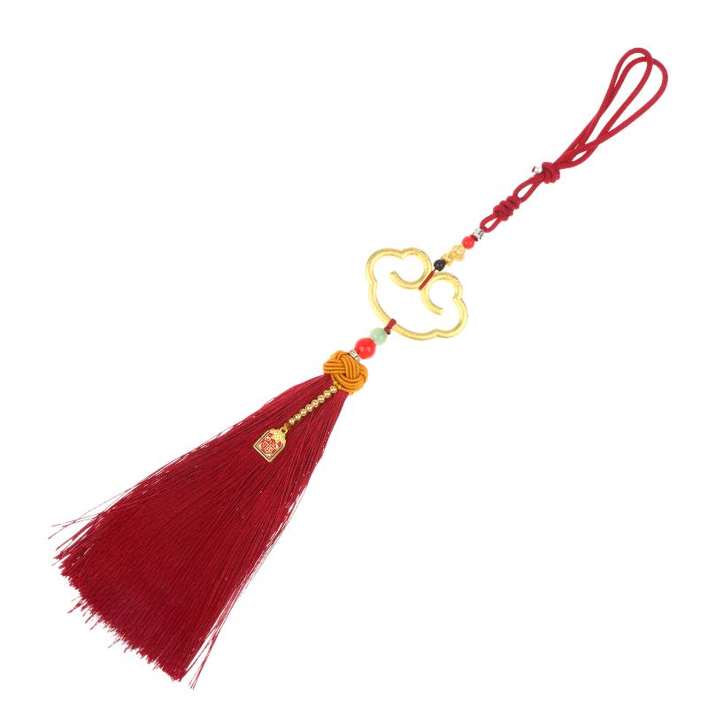 Chinese Style Cloud Shaped Lock Tassel Hanging Ornament Car Rearview Mirror Pendant Home Hanging Decoration Festival Gifts