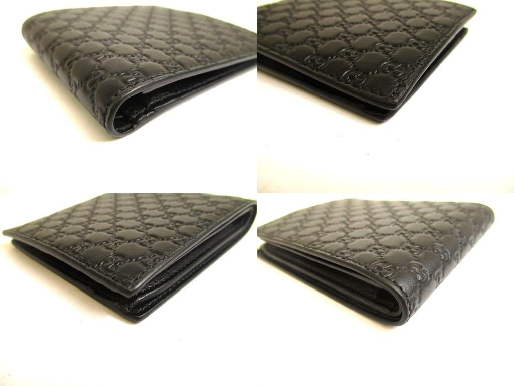 Authentic GUCCI GG Guccissima Black Signature Leather Bifold Wallet #a836  Refurbished