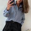 Women Shirt Lapel Long Sleeve Single Breasted Shirt Tops Mid-length Loose Fit Casual Tops Work Daily Life Wear