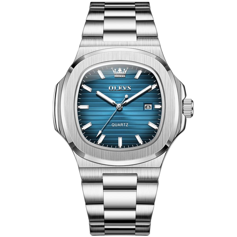 

OLEVS Кварцевые Часы Navy Нержавеющая Сталь Дата Стильные Синие Мужские Часы, Дизайн, Сталь, Водонепроницаемые, Дисплей, Календарь, Люминесцентные, Популярные, Бренд,