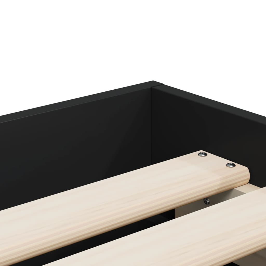 Bed Frame with Drawers Black 75x190 cm Engineered Wood