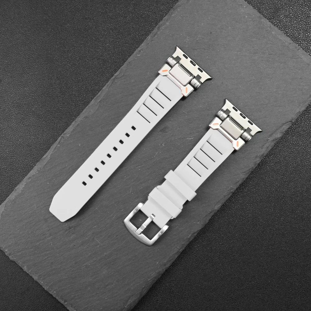 Rubber Band for Apple Watch Ultra 3 2 49mm Silicone Strap Luxury Sports Bracelet for Iwatch Series 11 10 9 8 7 6 5 Se 46mm 45 44