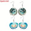 Chic Wave Turtle Acrylic Dangle Earrings For Women 2D Flat Earrings Summer Earrings Y2K Fashion Earrings Vacation Casual Earrings Female Gift