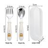 Abay Portable Kids Stainless Steel Spoon & Fork Set with Bear Case