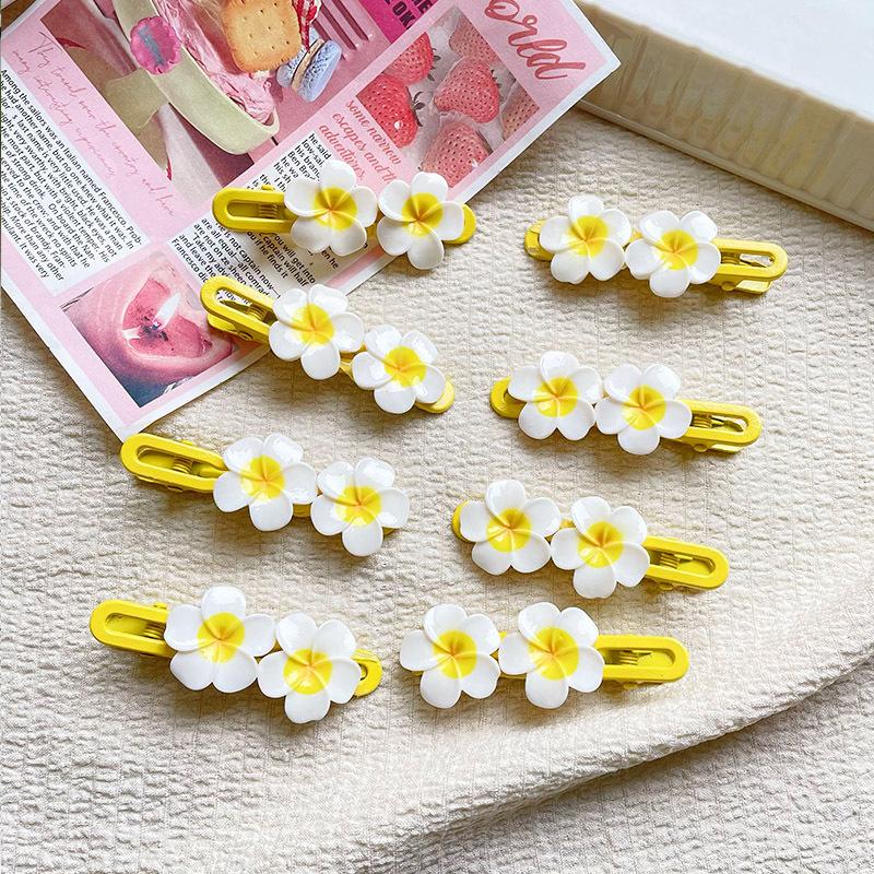 Yellow Plumeria Bangs Hair Clip Cute Broken Hair BB Clip Hair Accessory Girly Fresh Flower Duckbill Clip Hairpin