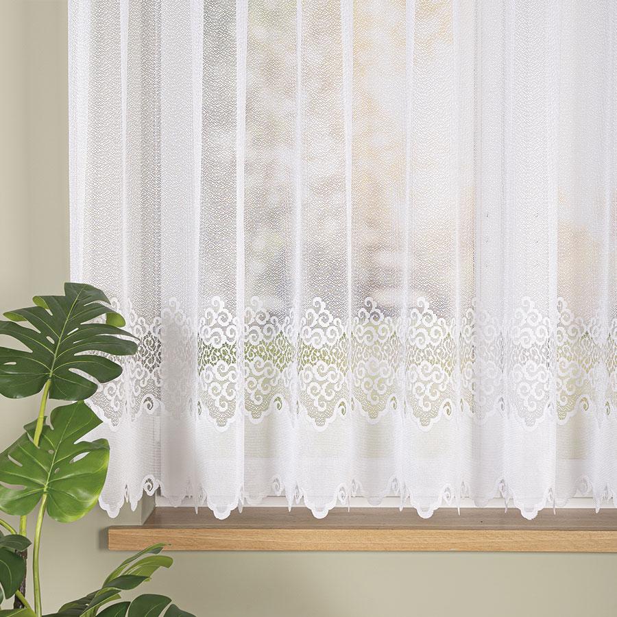 MODESTA - Ready-made Jacquard Curtain with a Straight Hem - 400x160 Cm - White