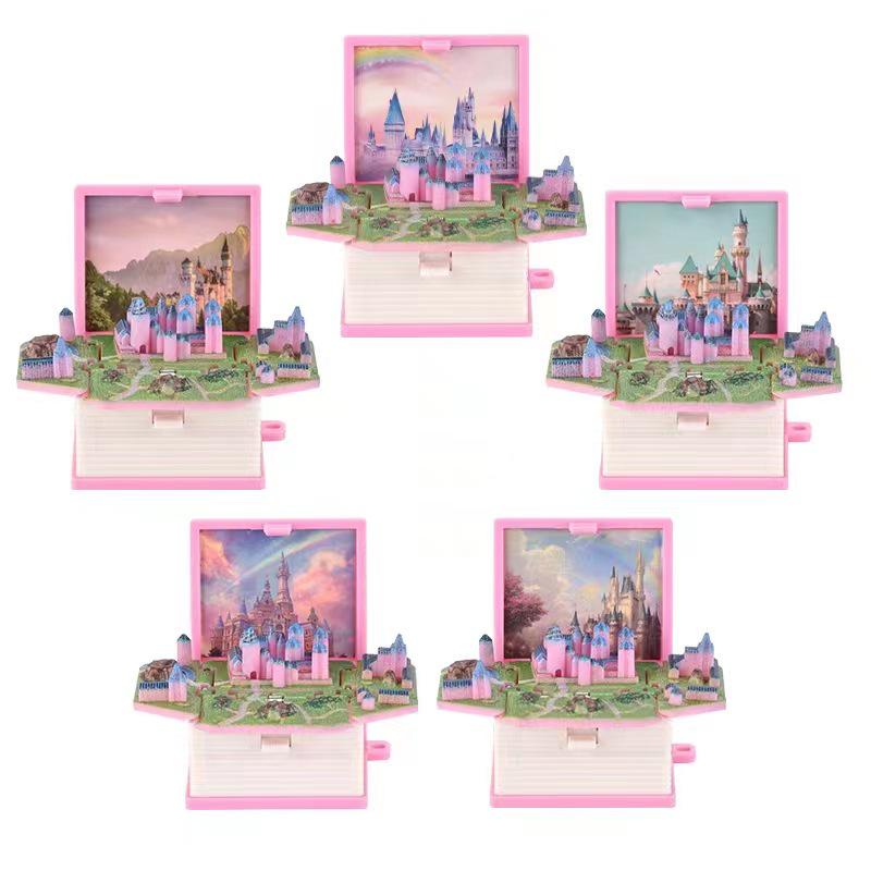 3D Pop-Up Book Keychain: Basketball, Castle, Sailing Ship, Dinosaur, Space Puzzle Pendant