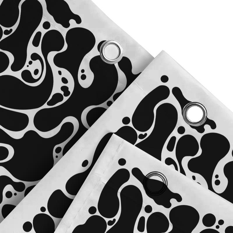 Abstract Black and White Shower Curtain for Modern Bathroom Decor - Stylish and Unique Design Waterproof Polyester Fabric