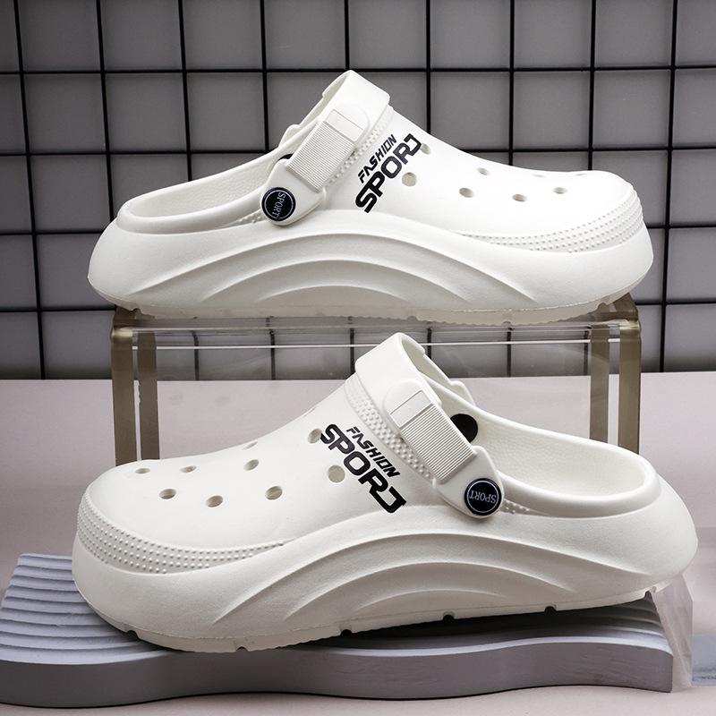 Hole shoes summer new thick-soled bag head men's slippers beach shoes wear casual sandals one pedal sandals men