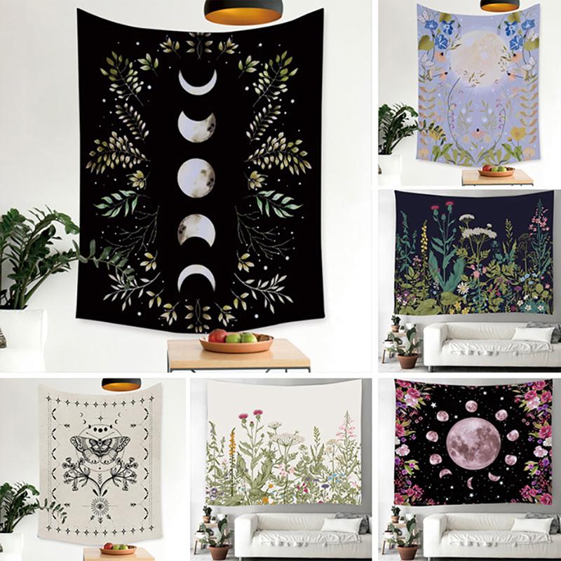 Buy Vintage Moon Phase Wall Hanging Tapestry Mooonlight Green Olive ...