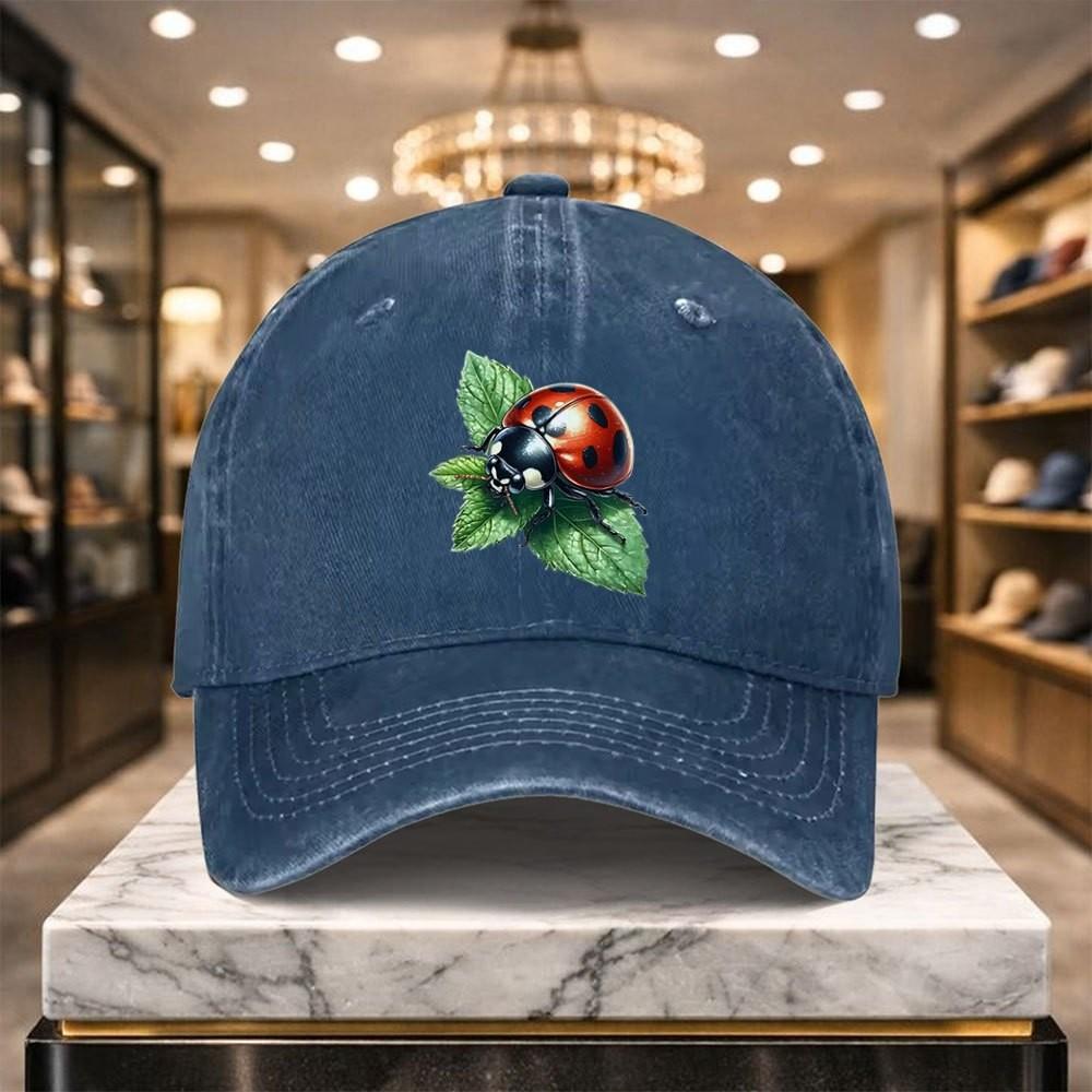 Marienkäfer Grafik Gewaschene Baseballkappe Unisex Verstellbar Outdoor Lässig Street Hut