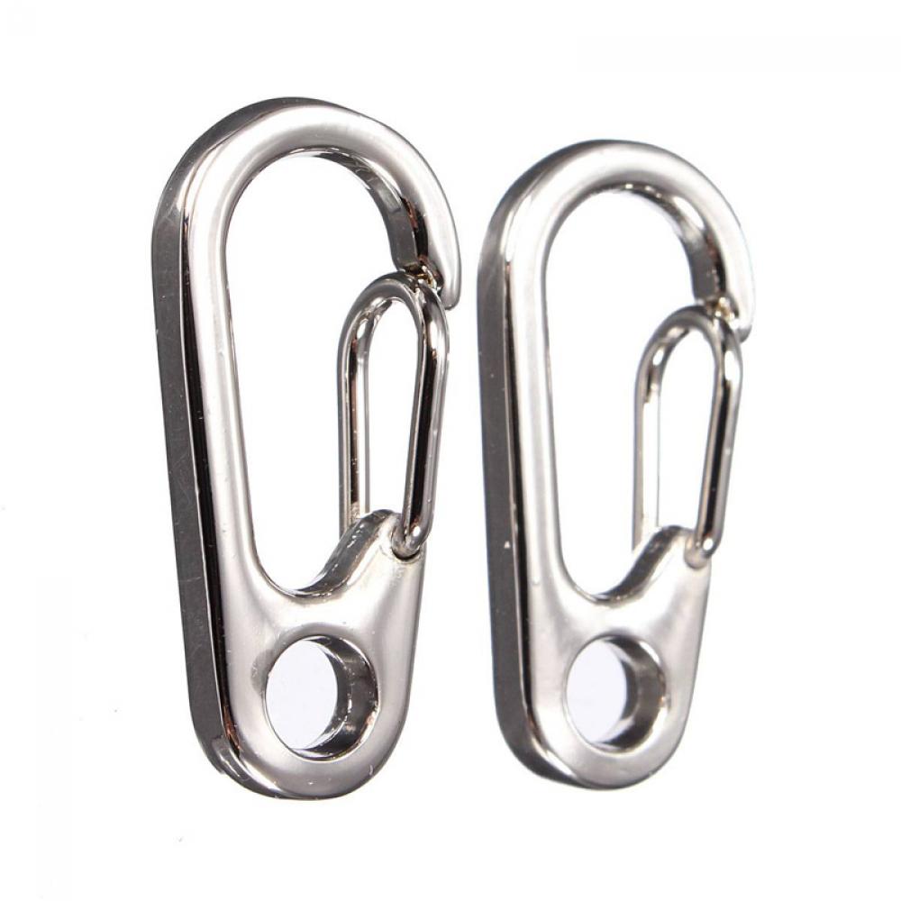 

Pair Outdoor Tool Keychain Split Ring Keyring Stainless Steel Carabiner Spring Buckle