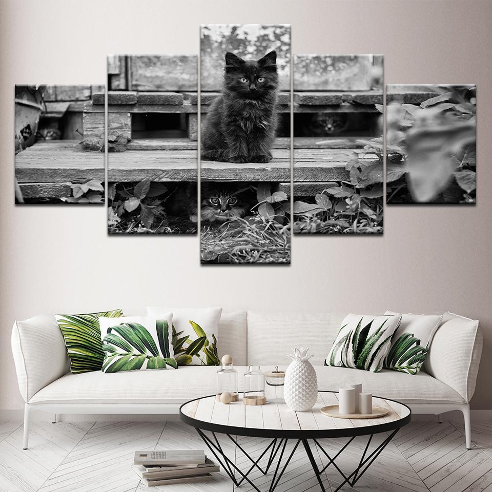 Cats Kittens animal 5 Piece HD Wallpapers Art Canvas Print modern Poster Modular art painting for Living Room Home Decor