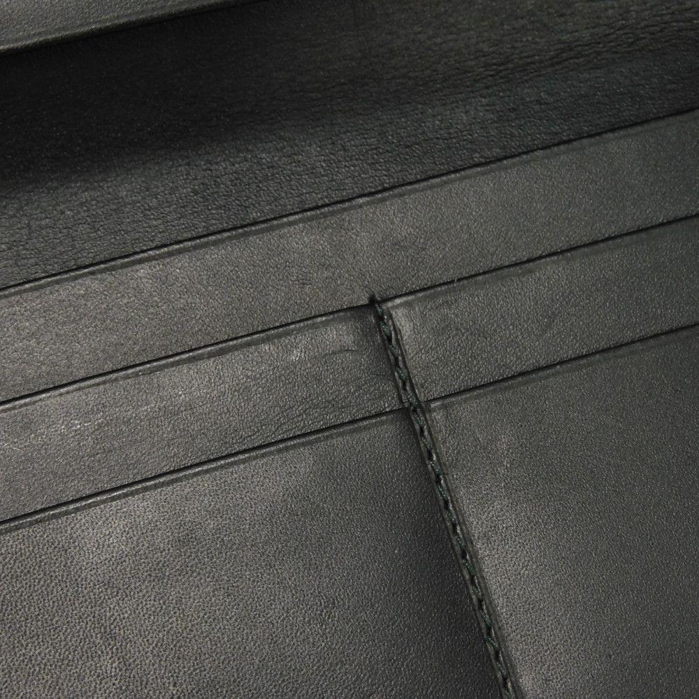 Used 12695 Linen Long Horizontal Wallet 101.79.978 7940 Textured Calfskin Bifold Anagram Embossed Black Men's from