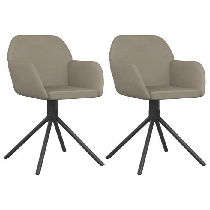 VidaXL 2x Chaises Pivotantes de Salle à Manger Fauteuils à Dîner Chaises de Cuisine Chaises de Repas Hauteur Réglable Gris 344740