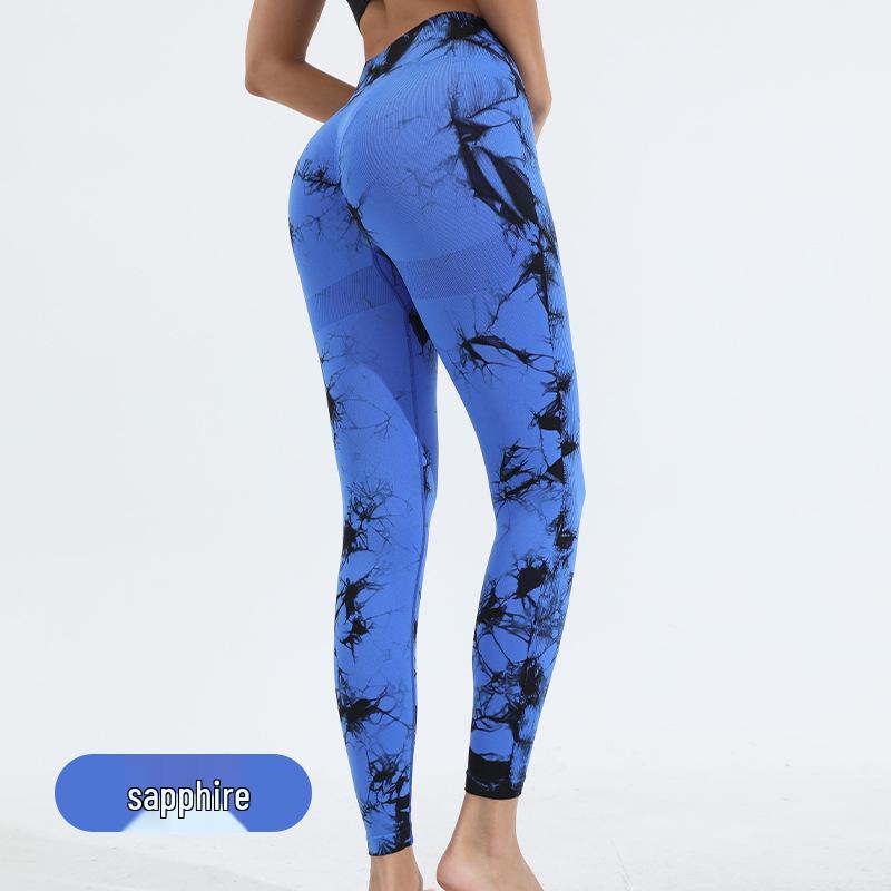 Dámske Joga Nohavice s Vysokým Pásom a Tie-Dye Vzorom - Broskyňové Zadky, Zdvíhajúce Boky, Trendy Fitness Oblečenie