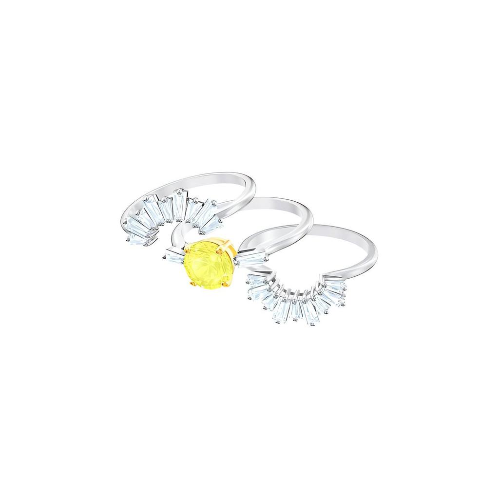 Swarovski Conjunto de Tres Piezas Margarita Soleada Anillo Chapado en Rodio Joyería para Mujer 5482498