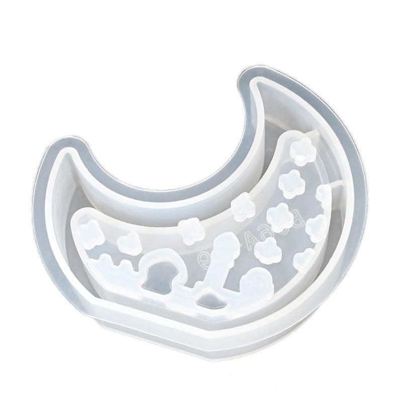 House Moon Shape Silicone Molds for Epoxy Resin Candle Holder Tealight Holder Home Decoration Gypsum Silicone Molds