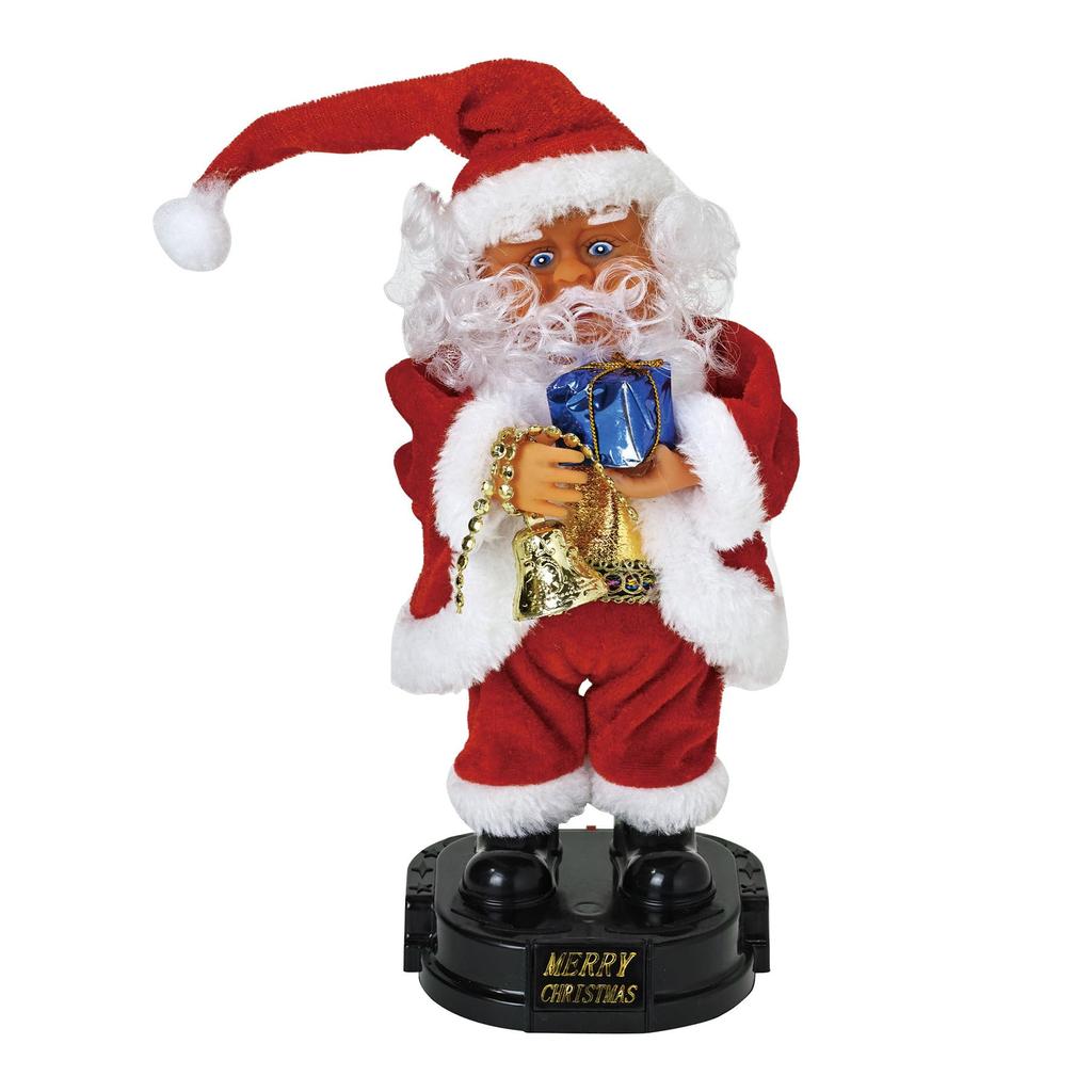 SPICE OF LIFE Tanzender Lustiger Weihnachtsmann mit Musik Hut-Klappen, Batteriebetrieben, 25 cm hoch, LCXZ2320