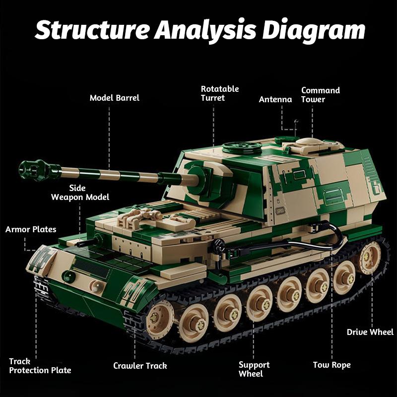 826 PCS Building Block Toy, Tracked Tank Model, Hand-assembled Educational Building Blocks