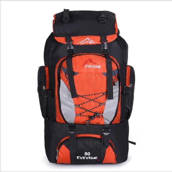 

80л унисекс большой водонепроницаемый нейлоновый рюкзак, сумка для багажа для кемпинга, пешего туризма, путешествий на открытом воздухе None оранжевый