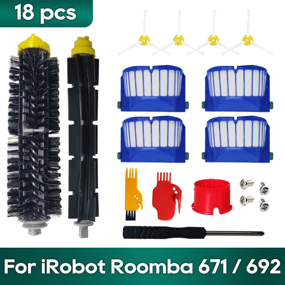Compatible For iRobot Roomba 692/671/660/651/650/630/620/614 Accessories Parts Kit Robot Vacuum Main Side Brush Hepa Filter