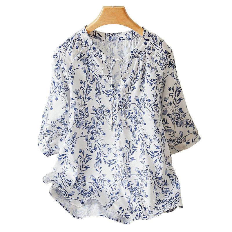 

Shirt Women s Five-quarter Sleeves Summer New New Chinese Top Women M