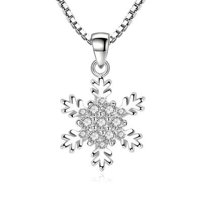 Silver Plated Personalized Snowflake Pendant Female Graceful and Fashionable Inlaid Zircon Snowflake Necklace Pendant Female