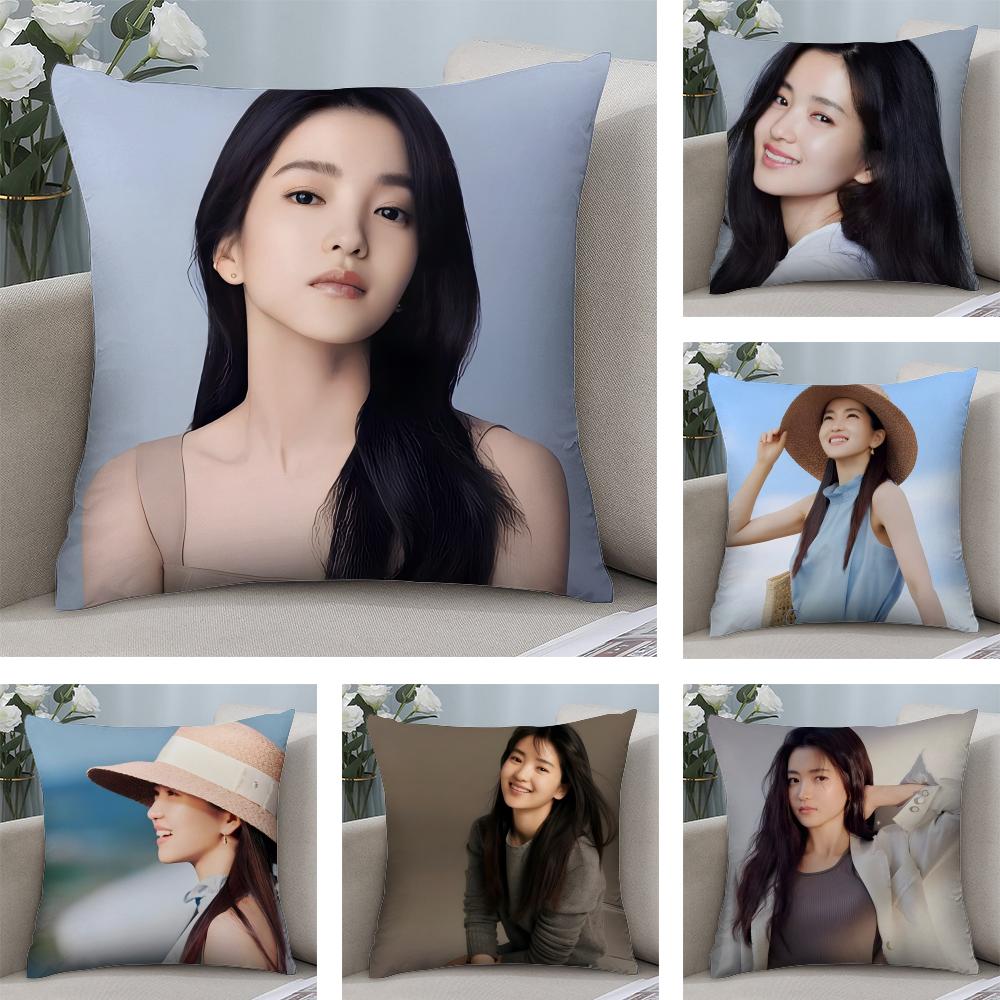 Kim Tae Ri Cushion Cover Soft Plush Fabric Double-Sided Printed Sofa Cushion Cover For All Seasons Home Decor Gift