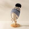 Jacquard Baby Knitted Hat Hairball Kids Earmuffs Cap Fashion Children Beanies Cap  Windproof