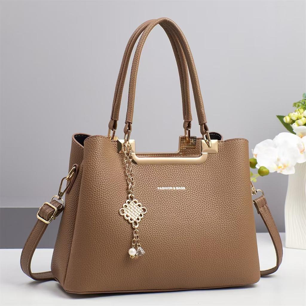 Geantă de mână nouă Macaron Fashion, cu mai multe straturi, capacitate mare, geantă de umăr simplă, textură litchi, geantă crossbody, trend