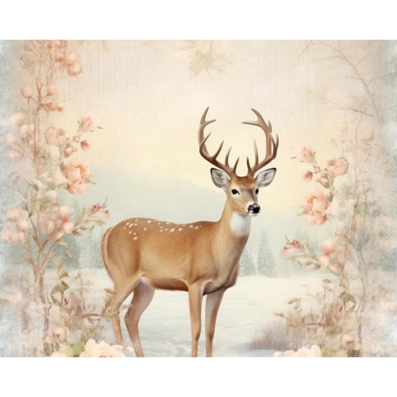 Vintage Rustikal Weihnachten Weihnachtsmann Kiefer Rentier Poster und Drucke Leinwanddruck Wandkunst Bild für Wohnzimmerdekor