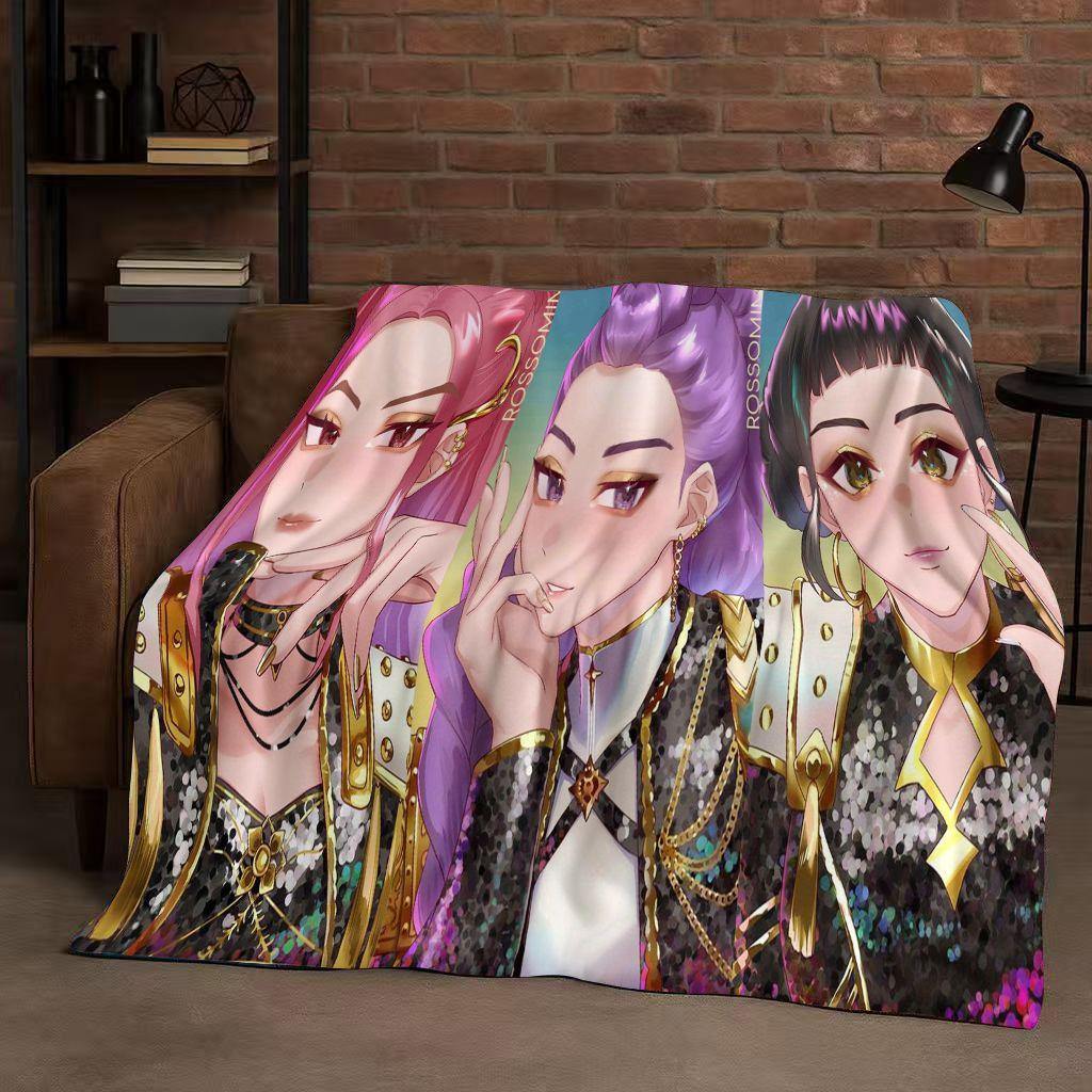 2026 Neue Cartoon Kpop Dämonenjäger Zoey Rumi Mira Musik Flanelldecke, Ultraweiche Plüschdecke für Zuhause Schlafzimmer Bett Sofa Abdeckung